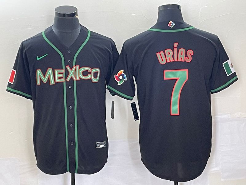 Men 2023 World Cub Mexico #7 Urias Black green Nike MLB Jersey14